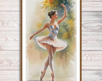 Patrón de punto de cruz de bailarina de ballet Patrón digital Decoración de pared moderna Patrón de danza de mujer Bordado a mano Gráfico de bordado DIY Descargar PDF