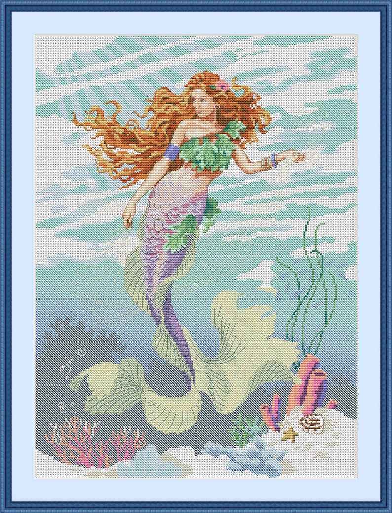 Mermaid Cross Stitch Pattern Ocean princess Digital Pattern | Etsy