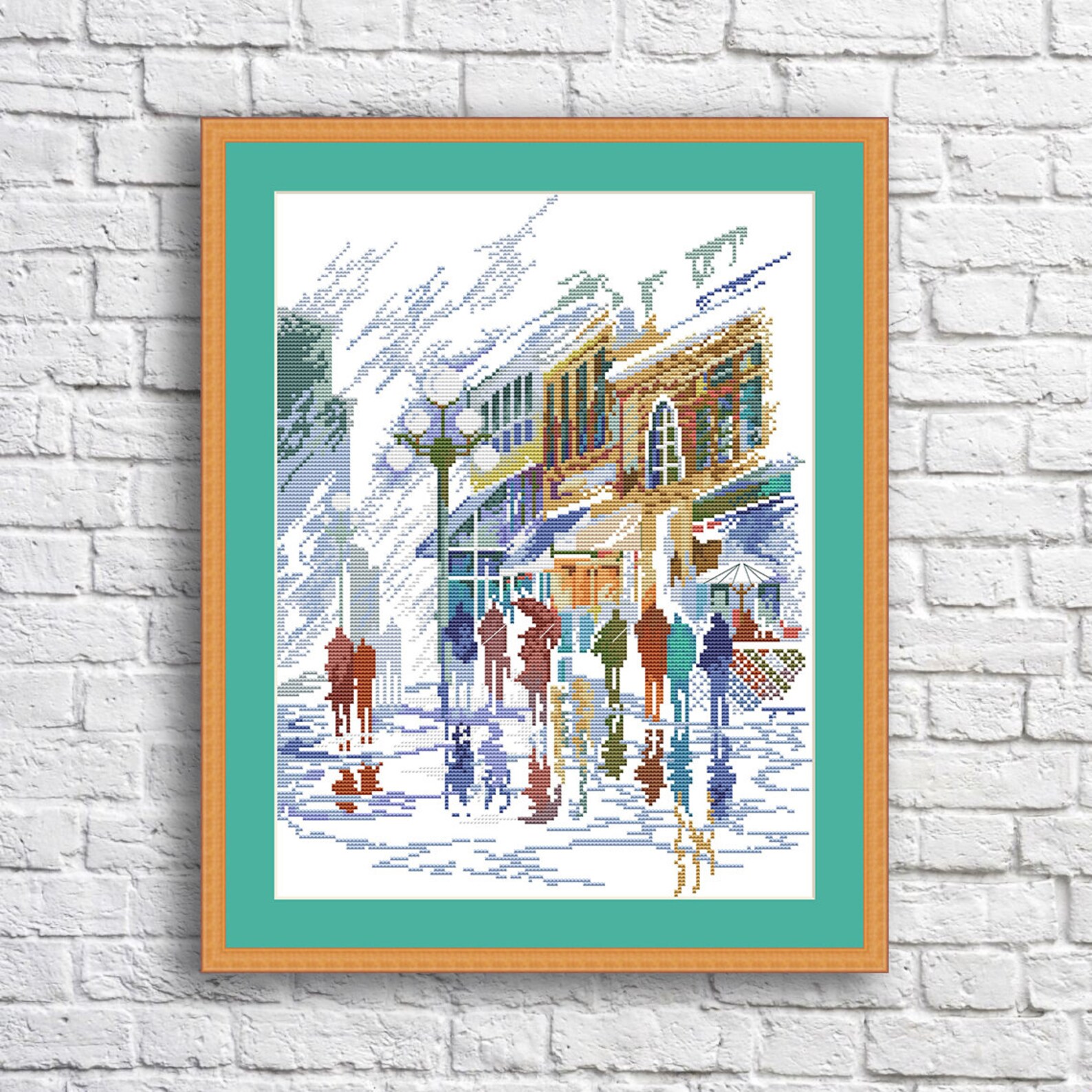 Sudden Showers Counted Cross Stitch Pattern City Landscape Etsy Australia