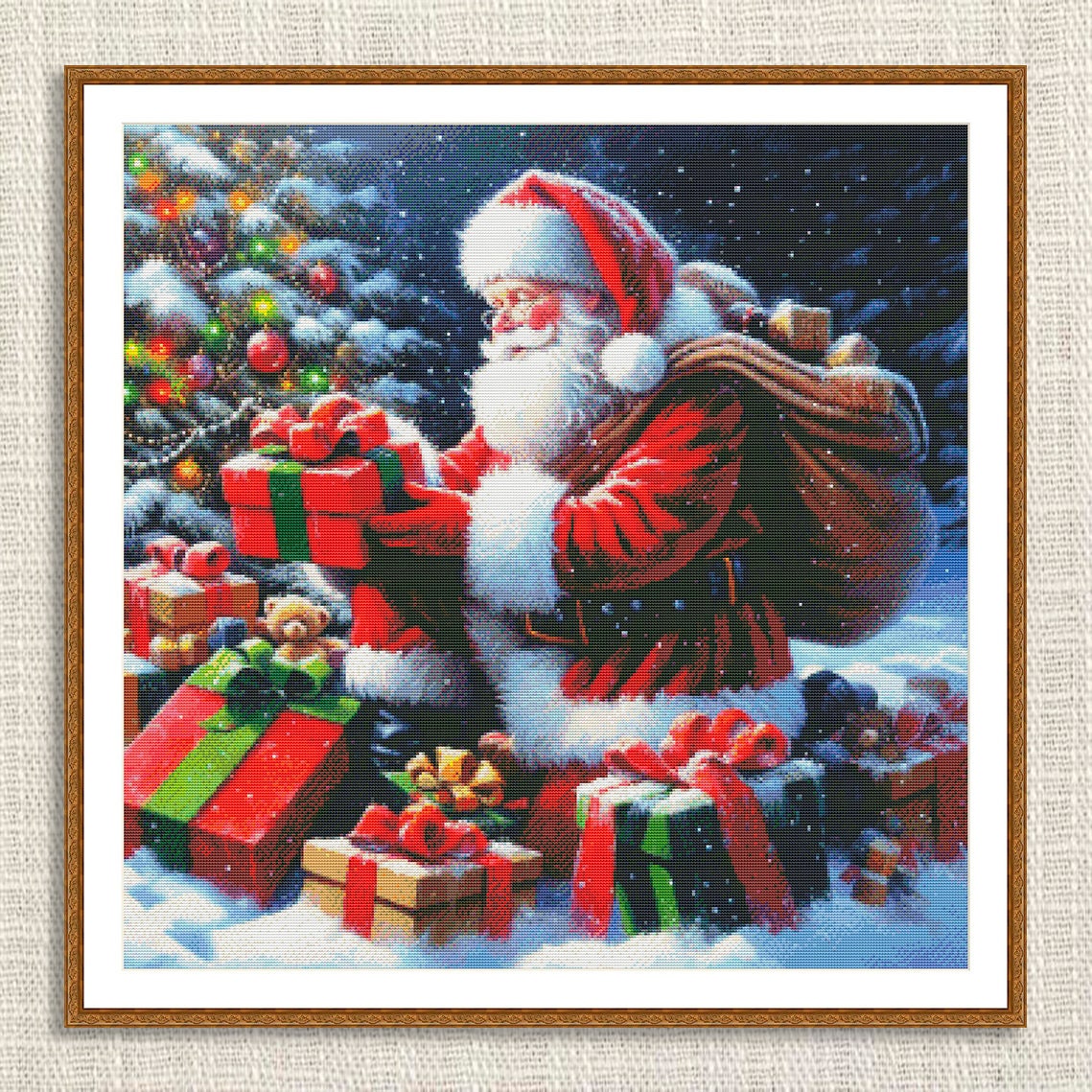 Santa With Gifts Christmas Cross Stitch Pattern Santa Claus's