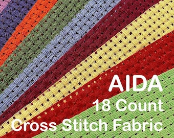 AIDA Fabric 18 Count, Cross Stitch Fabric, Fabric to Stitch, Needlepoint Fabric, Fabric for embroidery, Great Choice for Beginners 6 Colors