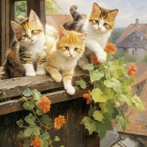 Playing Kittens Counted Cross Stitch Pattern Cute kitten Cats love Instant download PDF Modern Decor Pattern Animal Needlepoint chart