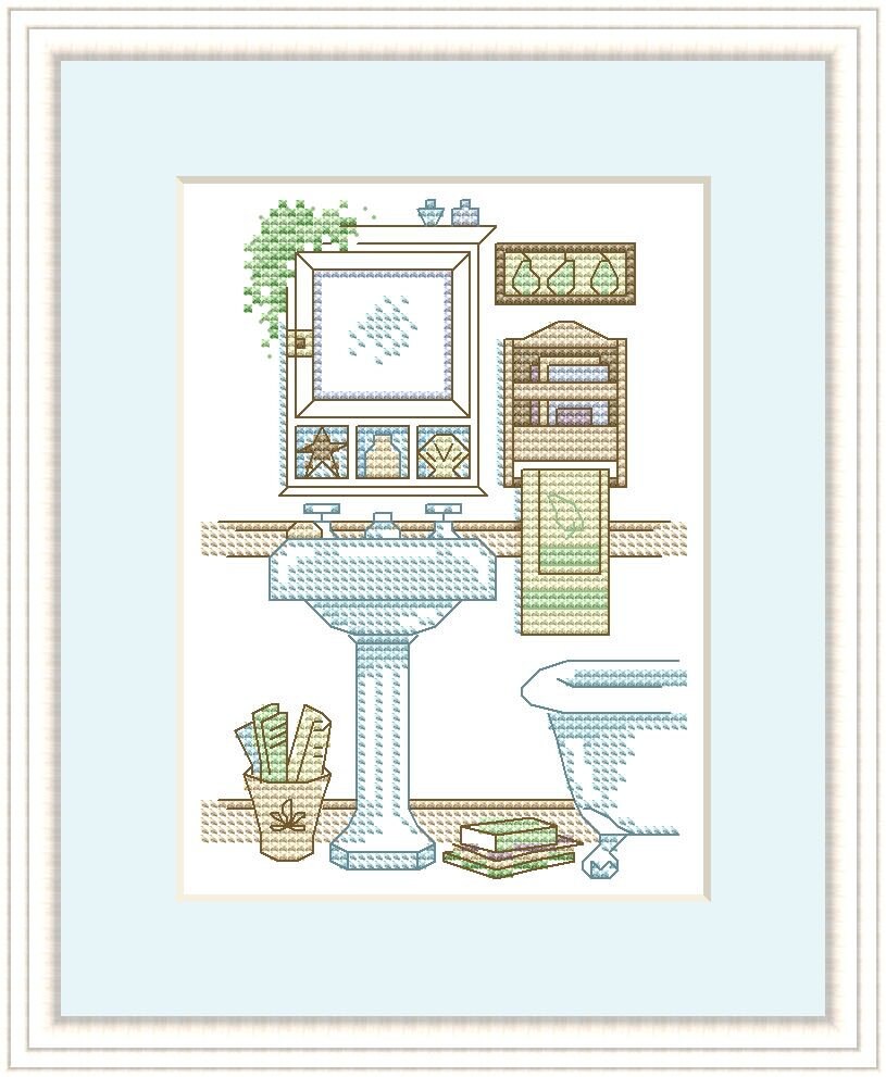 Bathroom Cross Stitch Pattern Washbasin Toilet Books Digital Etsy