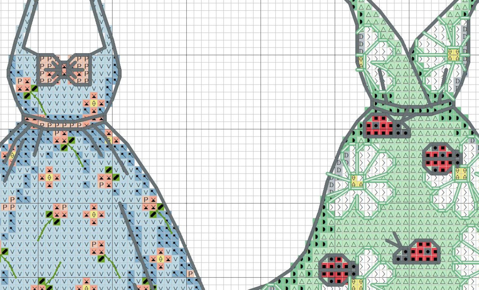 Pretty Retro Dress Cross Stitch Pattern Vintage Girl Dress Etsy