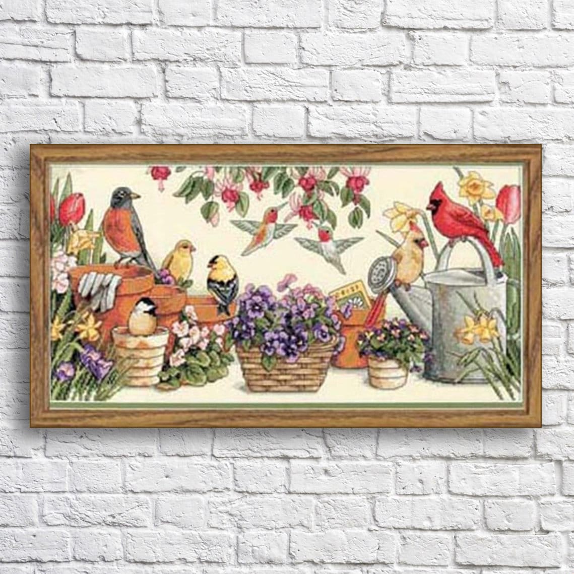 Cross Stitch Pattern Garden Friends Birds on a branch Spring Birds Xstitch Pattern Animal Embroidery Needlepoint Chart Pink Flowers PDF