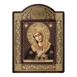 Icono ortodoxo de la Virgen Madre de Dios Kit de bordado de cuentas Bordado de cuentas Costura de cuentas Bordado de cuentas Costura de cuentas