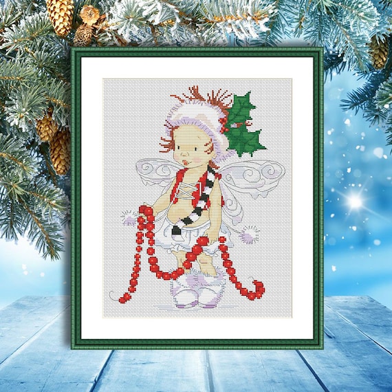 Edith ページ Christmas Elf Counted Cross Stitch Pattern PDF Christmas