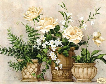 Bead Embroidery kit Flower still life Needlework Kit Flowers Beadwork Hand embroidery Kit Beading Embroidery of beads Modern Wall Home decor