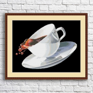 Cup of coffee Cross Stitch Pattern Digital Pattern Kitchen Still Life DIY Modern Decor Pattern Hand Embroidery pattern Needlepoint chart PDF