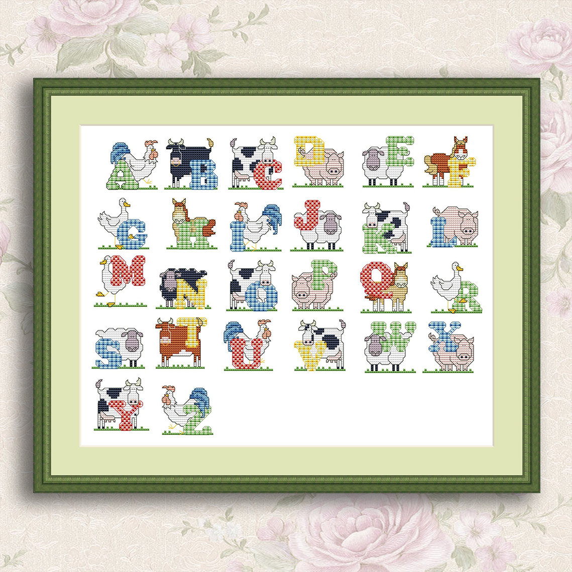Farm Animals ABC Sampler Counted Cross Stitch Pattern ABC Embroidery Hand Stitching Embroidery Chart Needlepoint Chart Decor for kids room