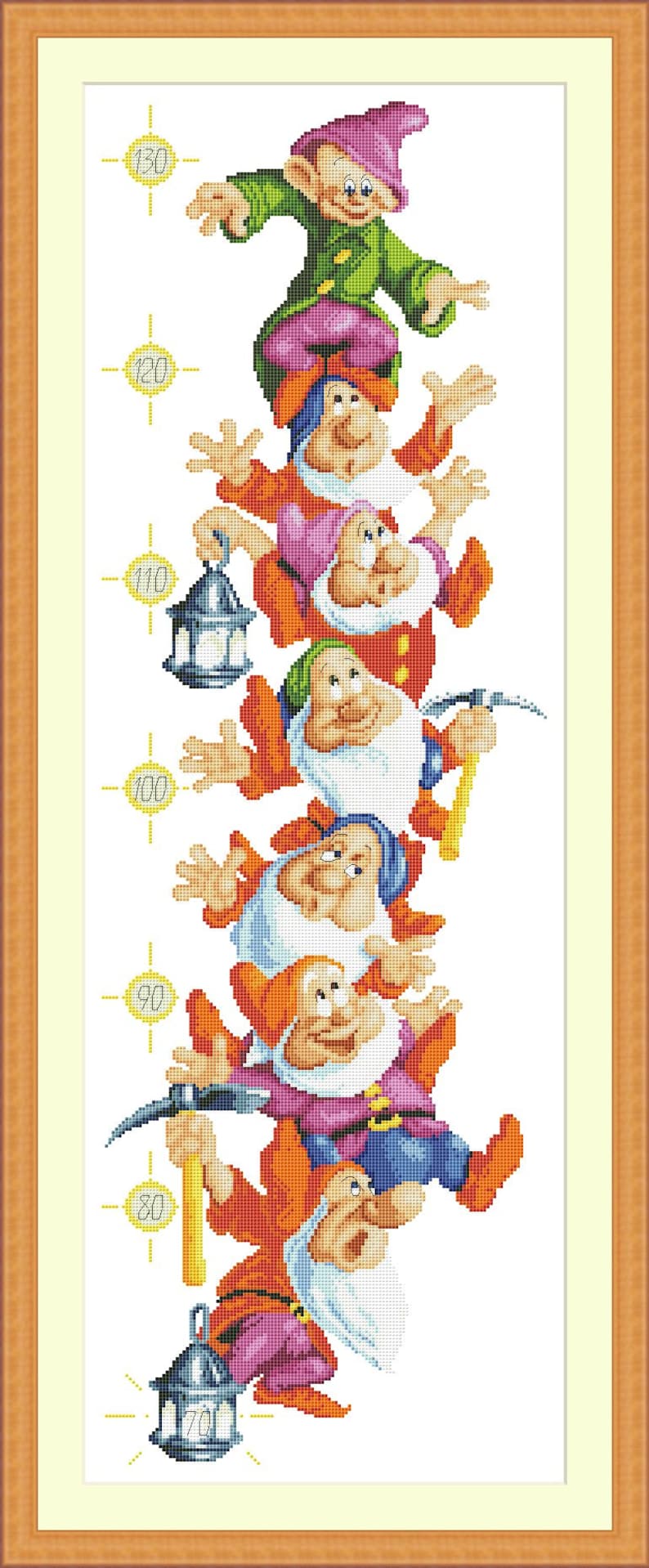 Seven Gnomes Counted Cross Stitch Pattern Height Meter Gnomes Etsy