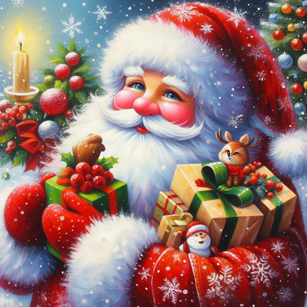 Santa With Gifts Christmas Cross Stitch Pattern Santa Claus's