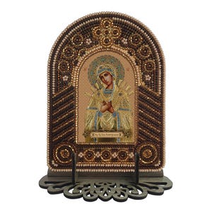 Beads Embroidery kit Orthodox icon Most Holy Theotokos Mother of God of the Seven Arrows Beaded Embroidery of beads Beads stitching BK2007