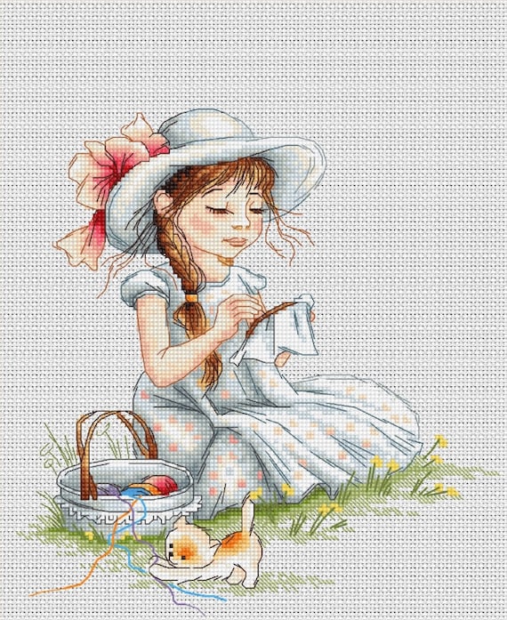 Counted Cross Stitch Kit Girl Embroiderer Counted Cross Stitch