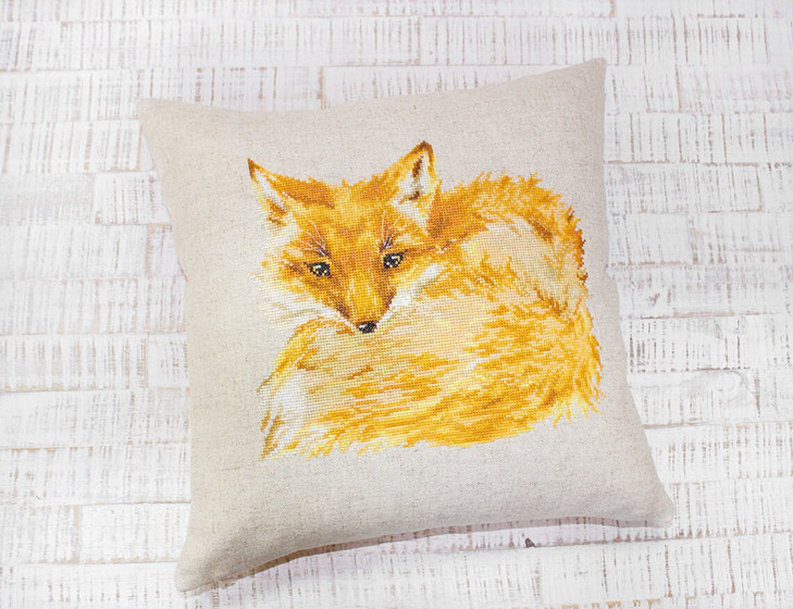 Fox Pillow Counted Cross Stitch Kit Pillow embroidery kit Etsy