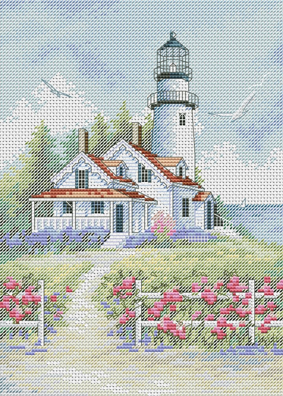 Scenic Lighthouse Counted Cross Stitch Pattern Digital Pattern Modern ...