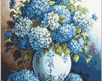 クロスステッチキット ルカ-S - アジサイの花瓶、B700 - Etsy 日本