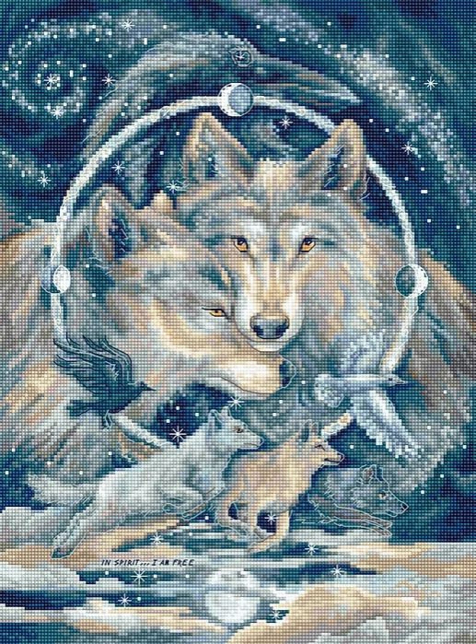 Wolf Counted Cross Stitch kit In spirit I am free Counted Etsy