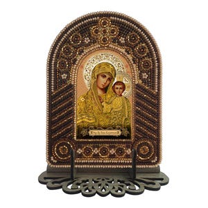 Beads Embroidery kit Orthodox icon Mother of God Wonderworker Beaded Embroidery of beads Beads stitching Wall decor Home decor ВК2002