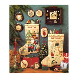 Santa Patchwork Christmas Vintage Stocking Counted Cross Stitch Pattern Embroidery Hand Xstitch Decor Embroidery Chart Needlepoint Chart
