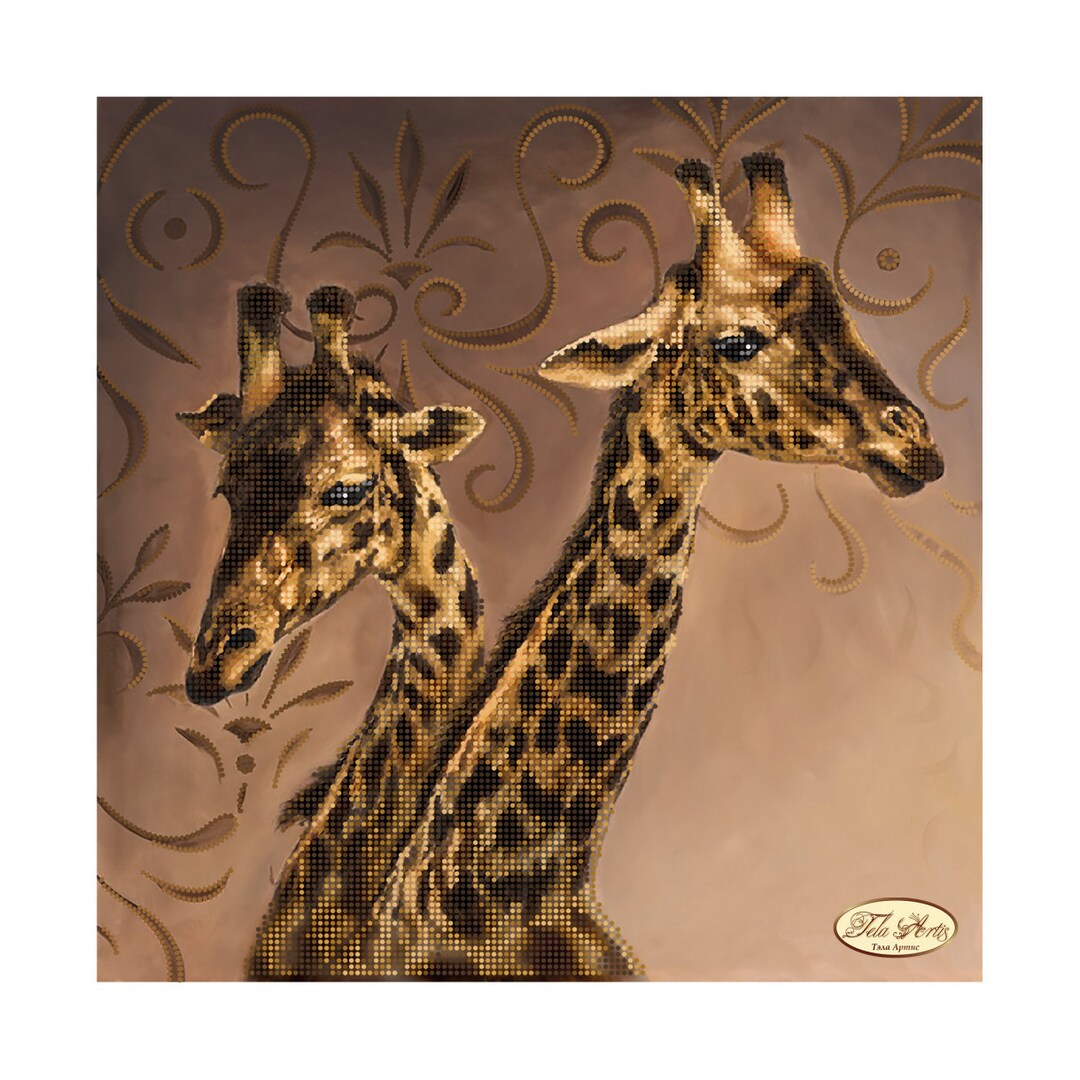 Bead Embroidery Kit Giraffes African Animals DIY Needlework Etsy