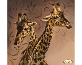 Bead Embroidery kit Giraffen Afrikanische Tiere DIY Handstickerei Perlenstickerei Perlenstickerei Perlenstickerei