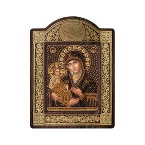 Icono ortodoxo Virgen Madre de Dios Cuentas Kit de bordado Cuentas Bordado de cuentas Costuras Bordado de cuentas Bordado de cuentas Costuras Bordado de cuentas Costuras