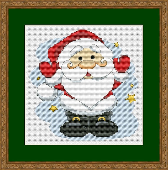Awesocrafts Kreuzstich-Set "Berauscht Weihnachtsmann" | Vorgedruckt Auf Stoff, Inkl. Garn & Nadel