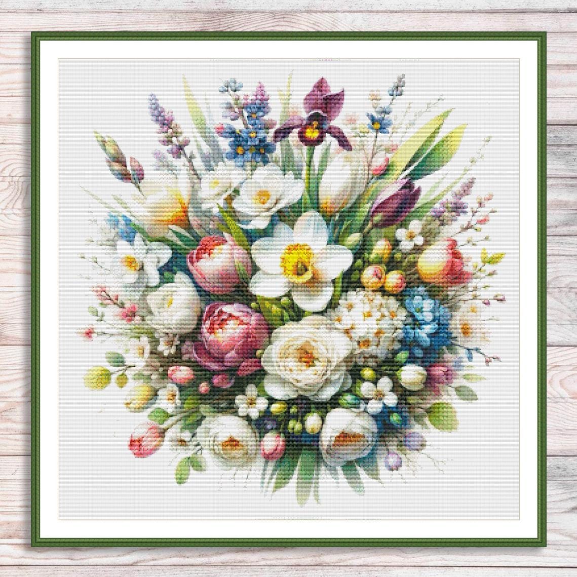 Spring Wildflowers Cross Stitch Pattern Garden Floral Pattern Modern ...