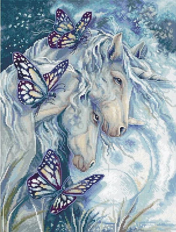 Point De Croix - Papillons Dorés - 11 CT | Broderie
