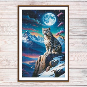 Schnee Leopard Kreuzstich Anleitung Dschungel Tier Stickmuster Handstickerei Nadelspitze Stickmuster Anleitung Download Gebirge Kirschblüten