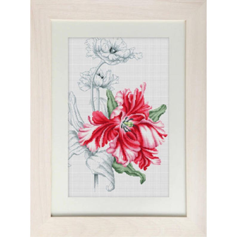Counted Cross Stitch Kit Red Tulip Counted Cross Stitch Kits Etsy