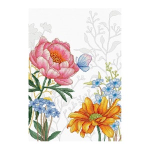 Zomerbloemen en vlinders Luca-S Borduurwerk Getelde Kruissteek Kit Moderne Kruissteek kit Wild Bloem schilderen Naaldpunt grafiek