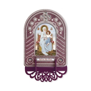 Icono ortodoxo de la Santísima Virgen Cuentas Kit de bordado abalorios Bordado de cuentas Costuras Bordado de cuentas Bordado de cuentas Costuras De cuentas