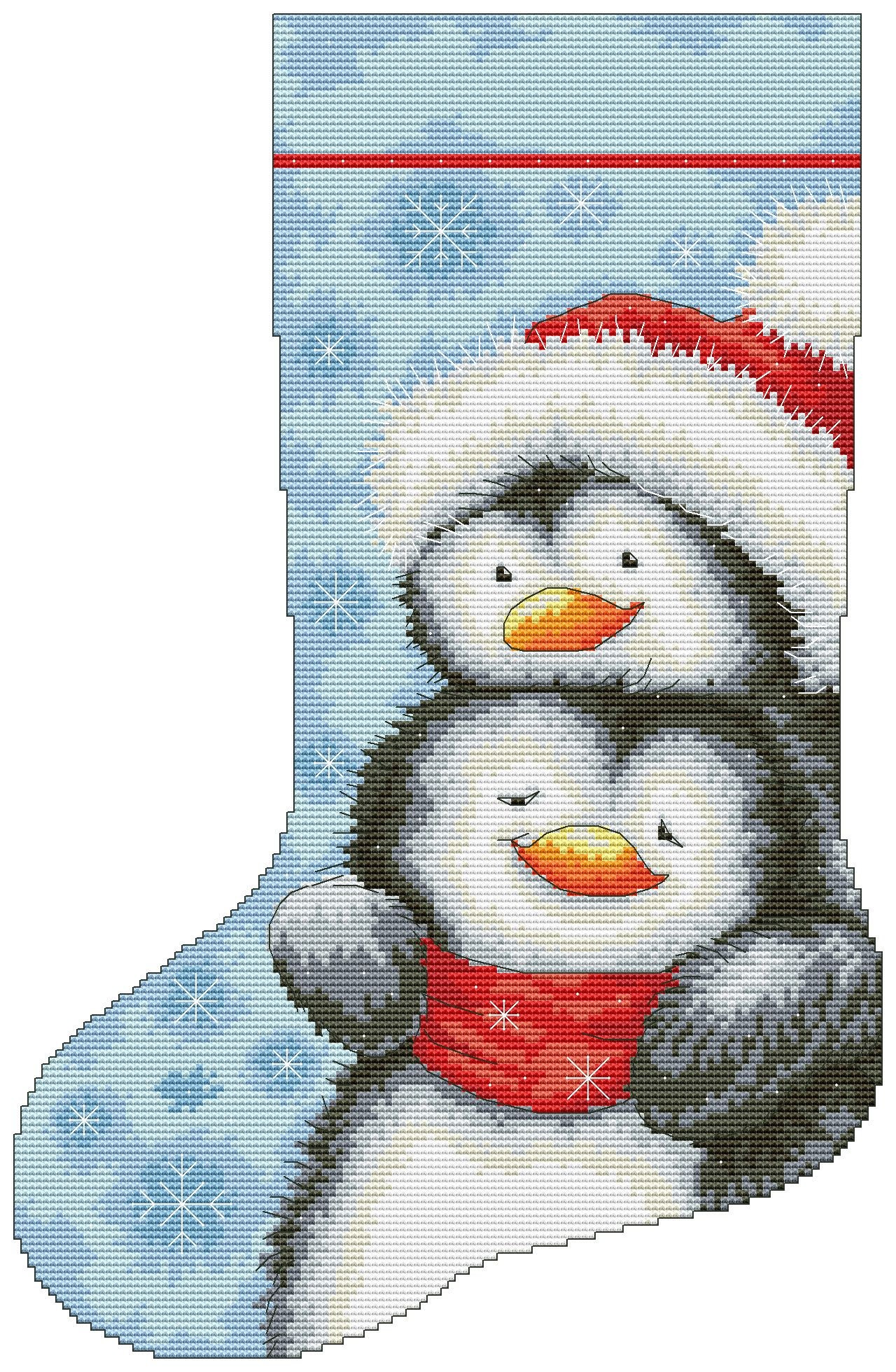 Kreuzstich-Set Für Weihnachtsstrümpfe – Gestempeltes Pinguin-Muster, Alles Inklusive, Ideal Für Anfänger
