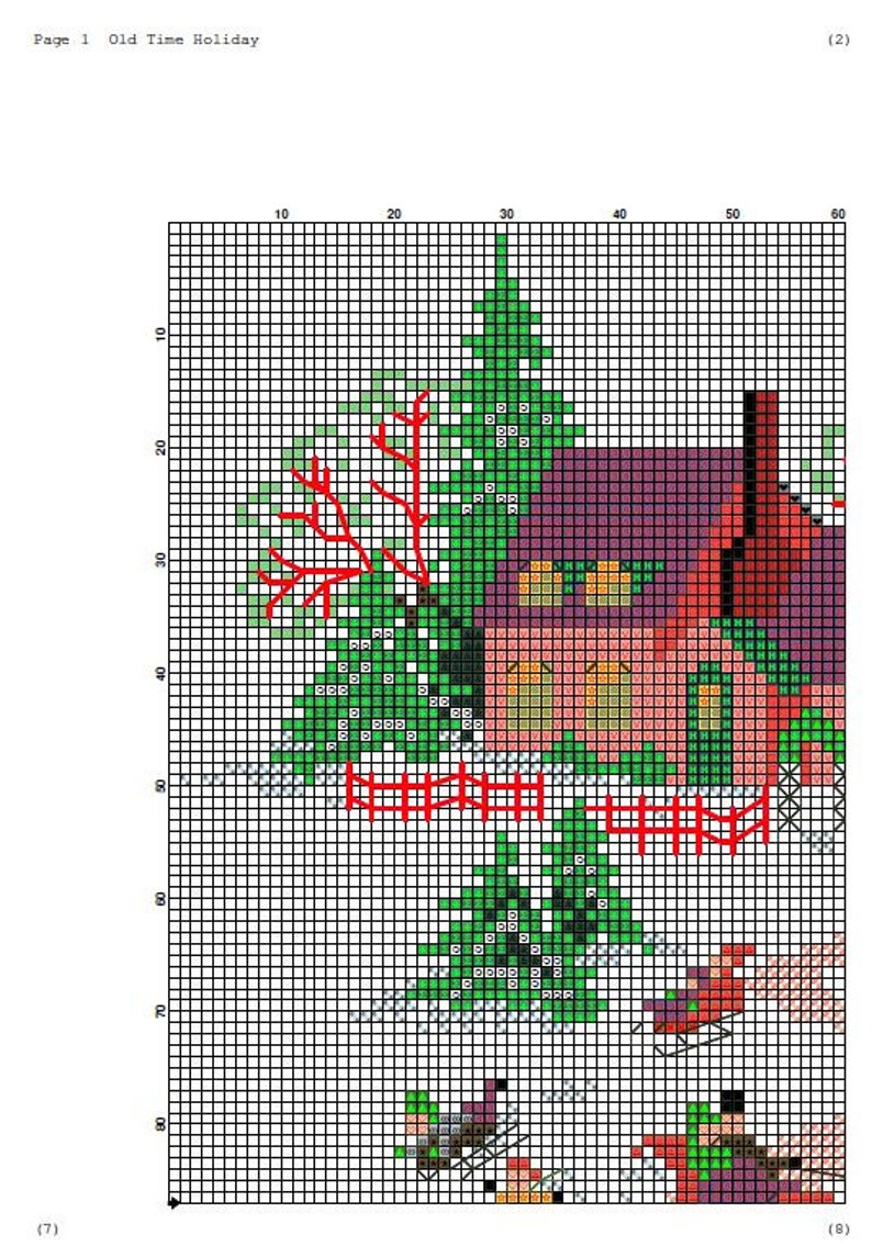 Christmas Tree Skirt Old Time Holiday Counted Cross Stitch Pattern Winter Village Embroidery Hand Xstitch Embroidery Chart Needlepoint Chart