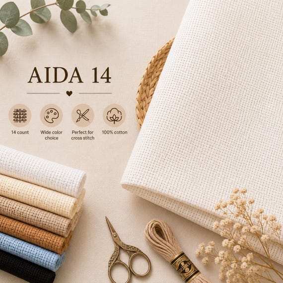 Aida Cloth クロスステッチ生地 14枚 12×18インチ 5枚 (ネイビー) 14 枚入りアイーダ生地サンプルパック - クロスステッチと刺繍用の 11.8 x 11.8 インチのカット済みピース - Etsy 日本