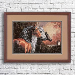 Puede incluir: Tres caballos están de pie uno al lado del otro en un campo, con sus cabezas vueltas hacia el espectador. El caballo de la izquierda es marrón con una crin y una cola negras. El caballo del medio es blanco con una larga crin que fluye. El caballo de la derecha es negro con una estrella blanca en la cara. Los caballos están de pie en un campo con hierba verde y árboles en el fondo.