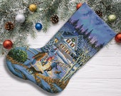 Christmas Eve Fun Christmas Stocking Counted Cross Stitch Pattern Santa Embroidery Hand Xstitch Decor Embroidery Chart Needlepoint Chart