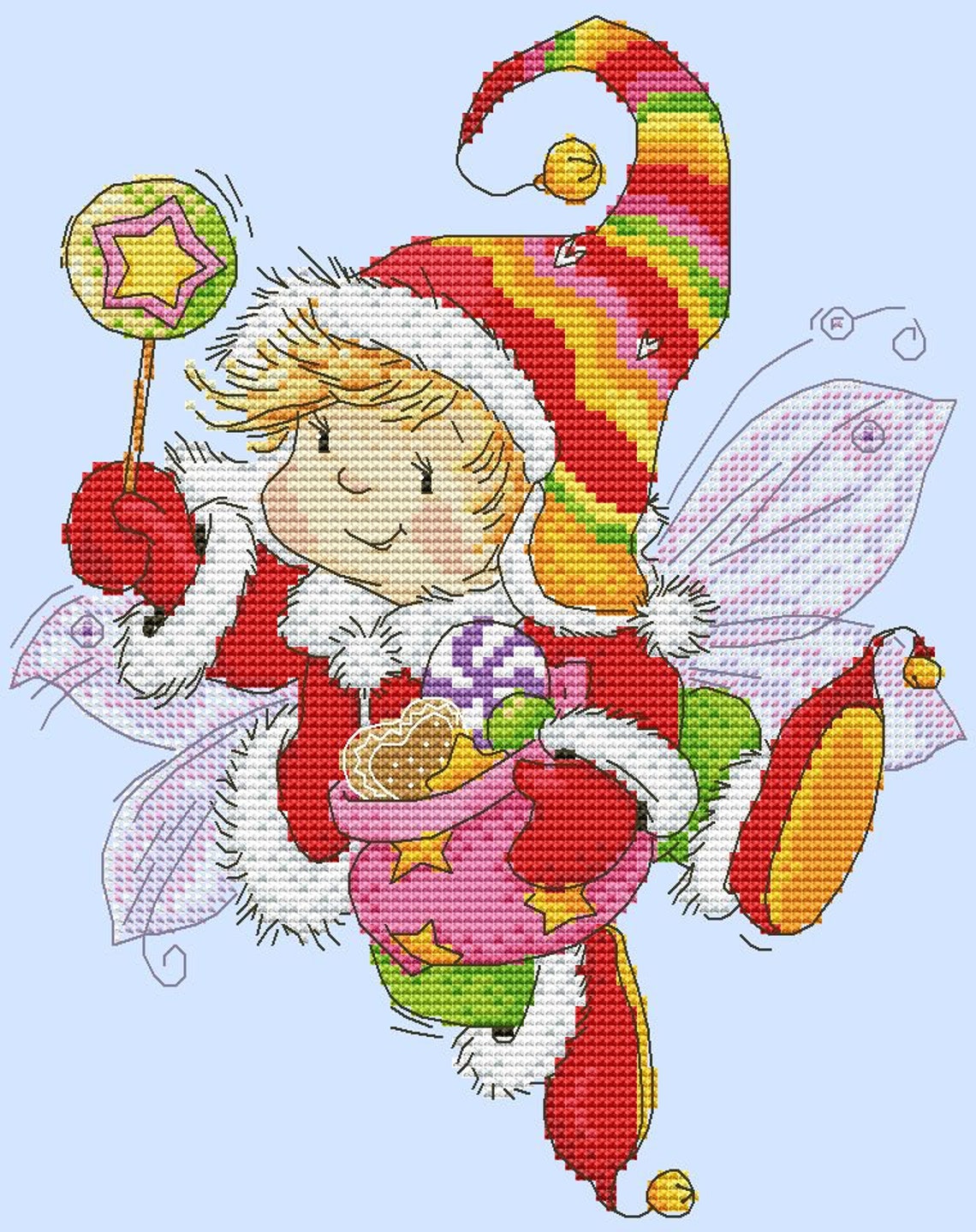 Christmas Elf Cross Stitch Pattern Fairy Wings Modern Cross Etsy