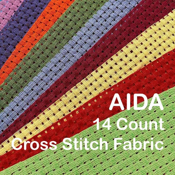 AIDA Fabric 14 Count, Cross Stitch Fabric, Fabric to Stitch, Needlepoint  Fabric, Fabric for Embroidery, Great Choice for Beginners 10 Colors 