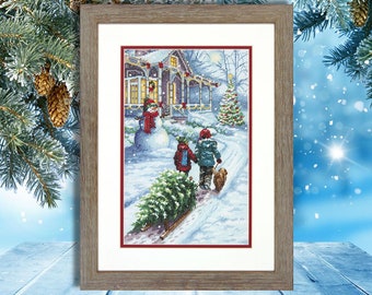 Christmas Tradition Counted Cross Stitch Pattern PDF Christmas Tree Embroidery Snowman Winter Xstitch Embroidery Chart Needlepoint Chart DIY