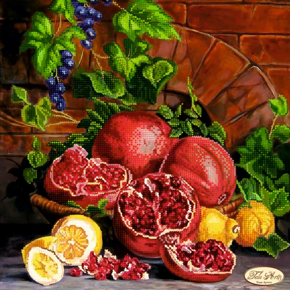 Bead Embroidery Kit Still Life Pomegranates Grapes Lemons Needlework ...