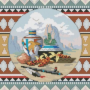 Counted Cross Stitch Pattern Southwest Blend Landscape Pattern Hand Embroidery Needlepoint Grand Canyon Desert Cactus Ceramic tableware image 3