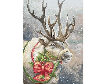 Christmas deer Counted Cross Stitch kit Luca-S kits Animal Cross Stitch pattern Winter Landscape Snow Christmas Home Wall Decor DIY kit