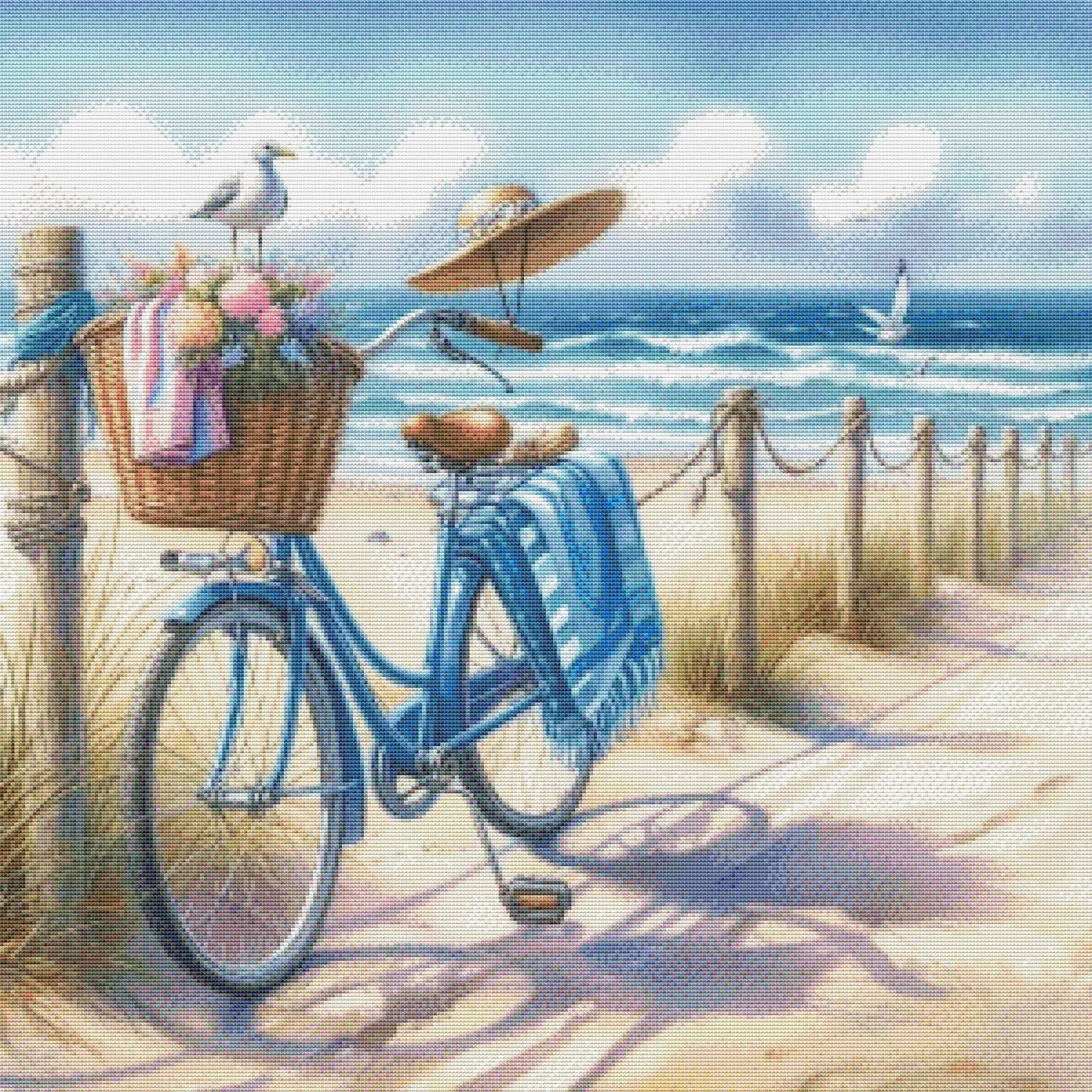 花 自転車 クロスステッチ パターン デジタルパターン モダン 装飾