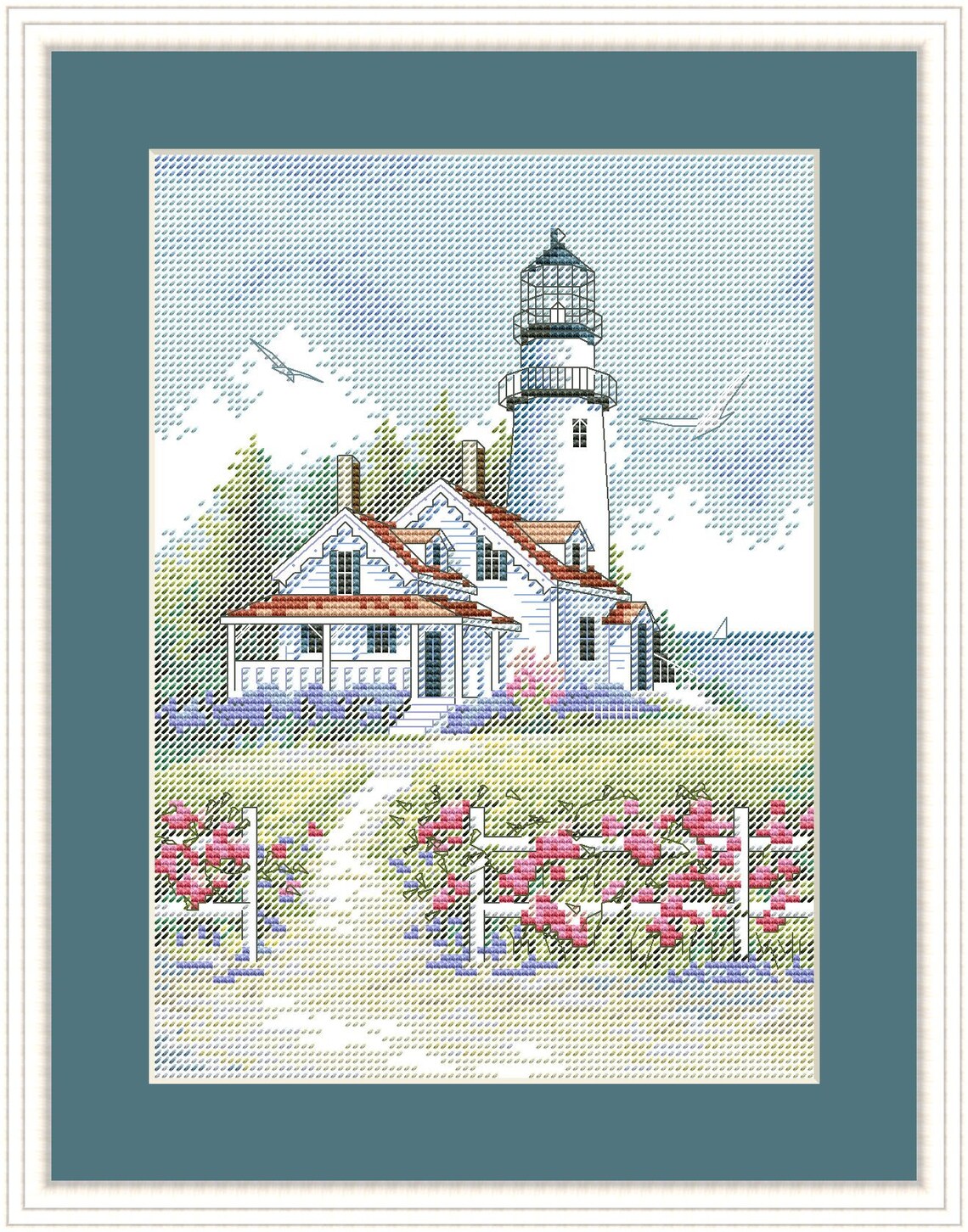 Scenic Lighthouse Counted Cross Stitch Pattern Digital Pattern Modern ...