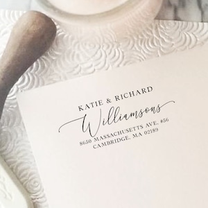 Return address labels • Modern mailing stickers • Custom wedding stickers • Clear and white address labels with modern calligraphy •