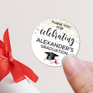 Graduation 2023 stickers, Party Favor tags, Graduation announcement stickers, Class of 2023 stickers • Graduation stickers with name.