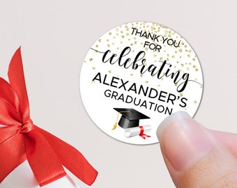 Graduation 2023 stickers, Party Favor tags, Graduation announcement stickers, Class of 2023 stickers • Graduation stickers with name.